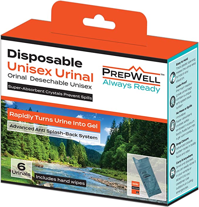 Prepwell Disposable Unisex Urinal Bags - Pack of 6