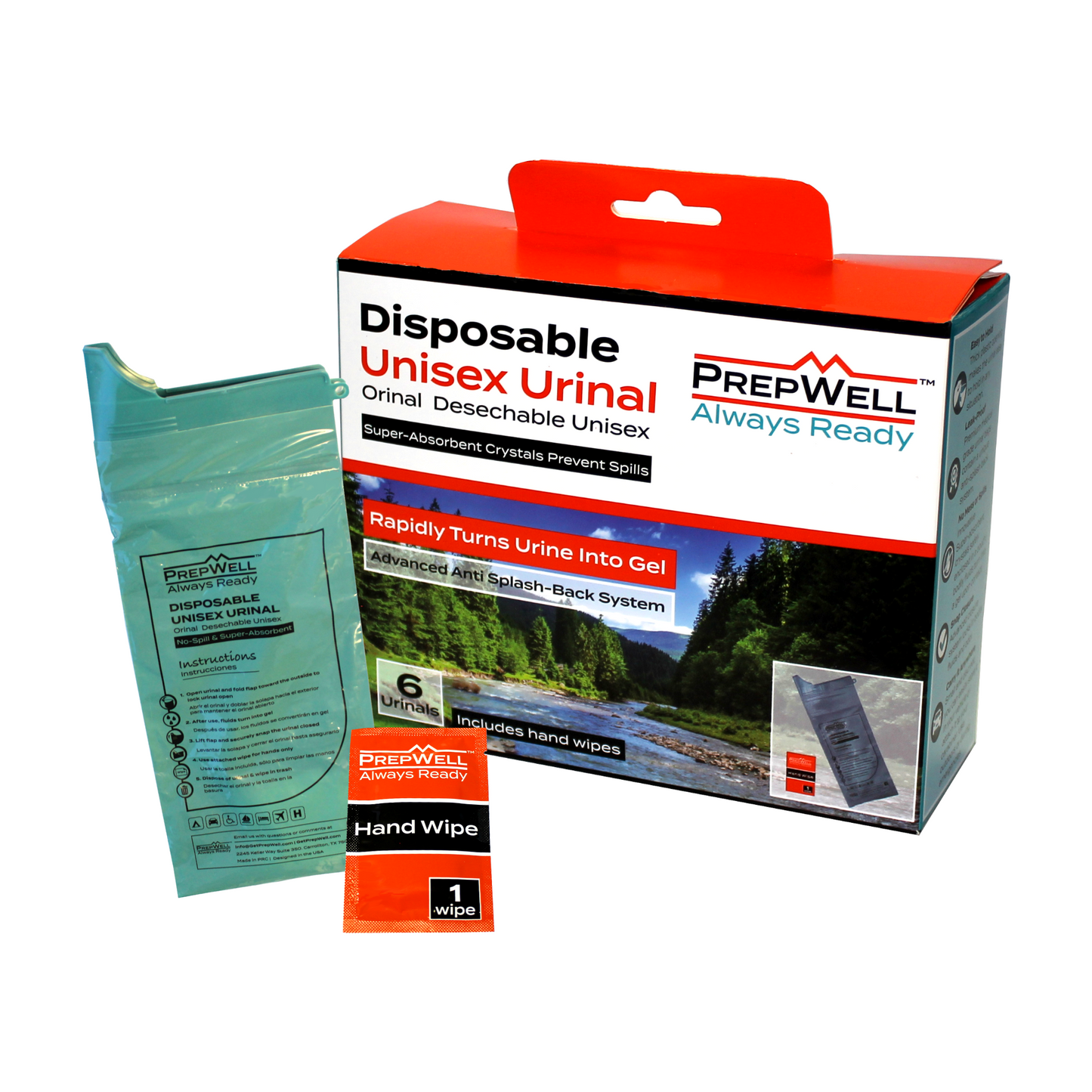 Prepwell Disposable Unisex Urinal Bags - Pack of 6